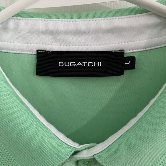 Bugatchi Golf Polo Shirt Mens Size Large Light Green White Contrast Pocket L - Picture 2 of 8